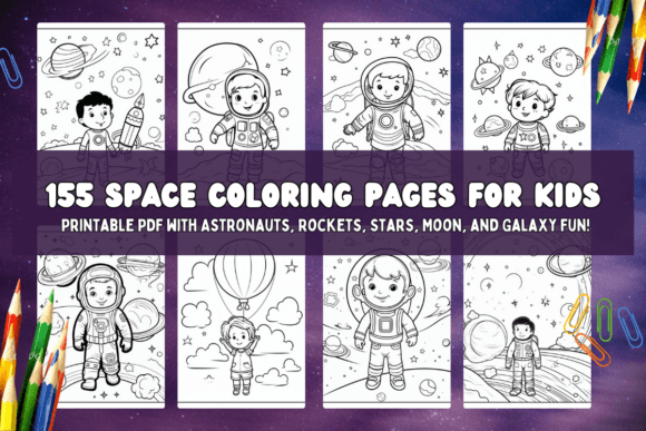Download 155 Space Coloring Pages for Kids KDP - Kdp Collection