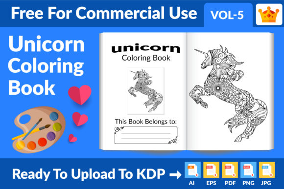 Download Unicorn Coloring Book KDP Interior Vol 5 - Coloring book kdp Collection