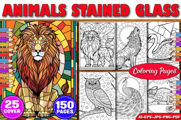 Download Animals Stained Glass Coloring Pages KDP - Kdp Collection