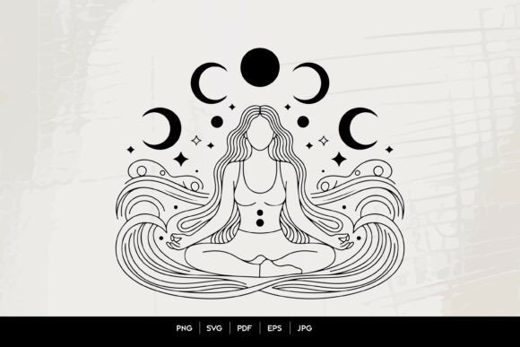 Download Mystical Moon Phase Meditation Woman Lin - Meditation Collection