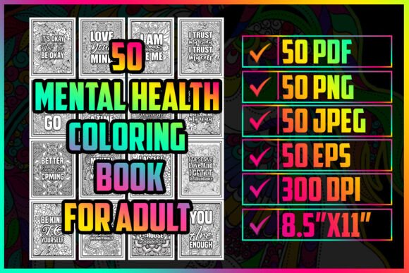 Download 50 Mental Health Coloring Pages for KDP - Kdp Collection