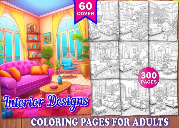 Download 300 Interior Designs Coloring Pages KDP - Kdp Collection