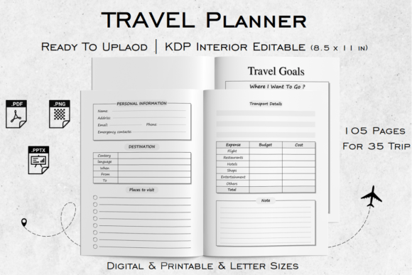 Download TRAVEL Planner | Kdp Interior Editable. - Kdp Collection