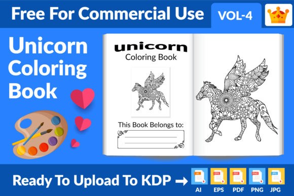 Download Unicorn Coloring Book KDP Interior Vol 4 - Coloring book kdp Collection