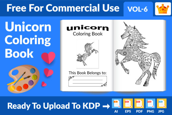 Download Unicorn Coloring Page KDP Interior Vol 6 - Kdp Collection