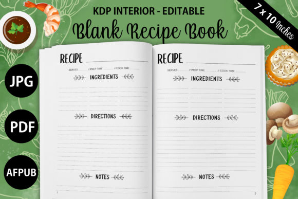 Download Blank Recipe Book KDP Interior– Editable - Kdp Collection