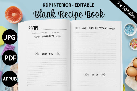 Download Blank Recipe Book KDP Interior– Editable - Kdp Collection