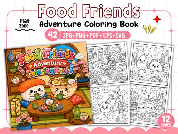 Download Food Friends Adventure Coloring Book KDP - Coloring book kdp Collection