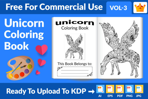 Download Unicorn Coloring Book KDP Interior Vol 3 - Coloring book kdp Collection