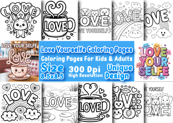 Download Love Yourselfe Coloring Pages for Adults - Premium Bundle