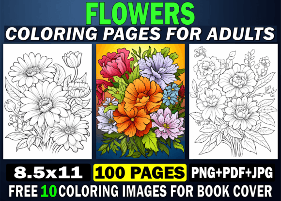 Download 100 Flowers Adult Coloring Book for-Kdp - Kdp Collection