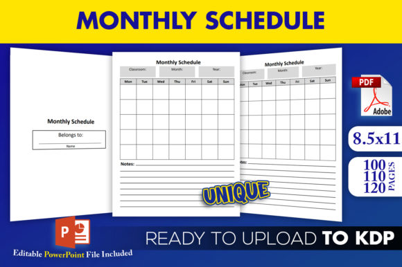 Download Monthly Schedule | KDP Interior Editable - Kdp Collection