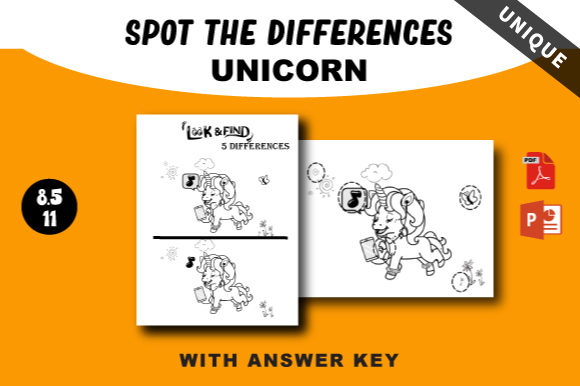Download Spot the Differences Unicorn (unique) - Spot the differences Collection