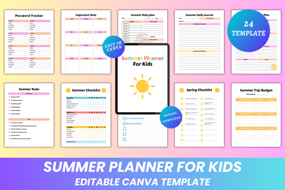 Download Summer Planner for Kids Canva KDP - Kdp Collection